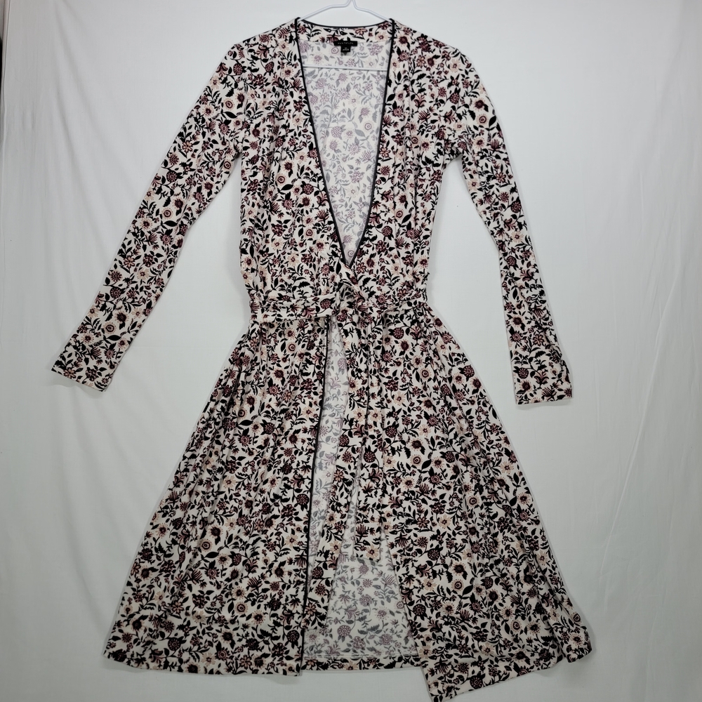 Ann Taylor Long Sleeve Floral Dress - Black and White